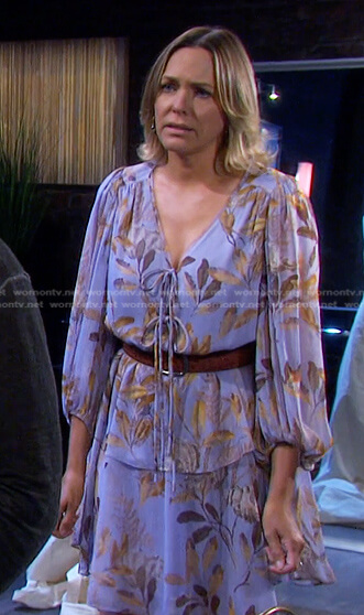 Nicole’s lilac printed tie front dress on Days of our Lives