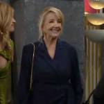 Nikki’s navy blue wrap dress on The Young and the Restless