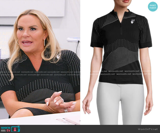 Off-White Geometric-Print Polo worn by Heather Gay on The Real Housewives of Salt Lake City