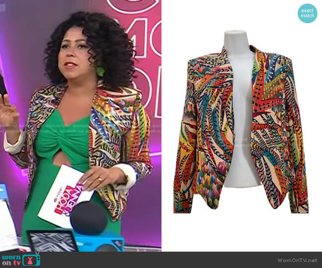 Ovi Feather Jacket worn by Evette Rios on Today