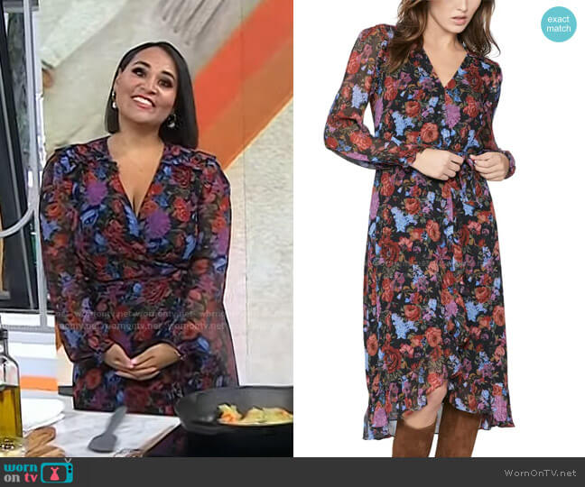 Paige Paulette Floral Silk Midi Dress worn by Alejandra Ramos on Today