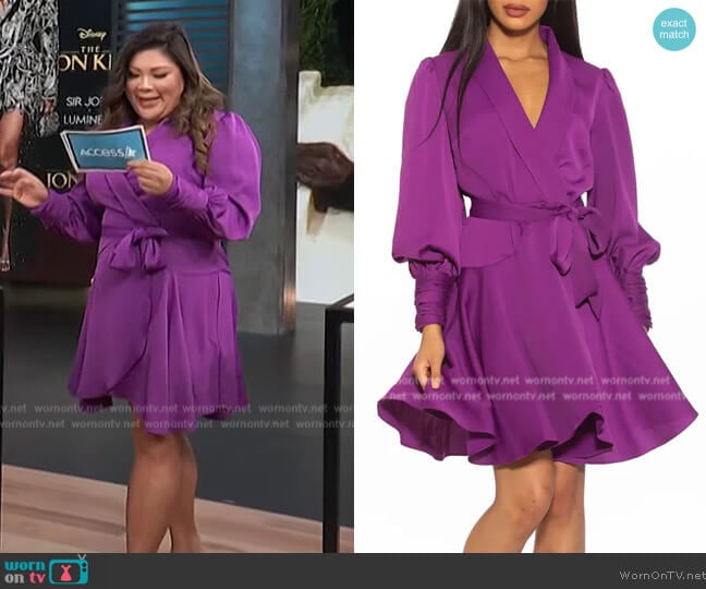 Alexia Admor Phoebe Wrap Ruffle Mini Dress worn by Jenn Chan on Access Hollywood