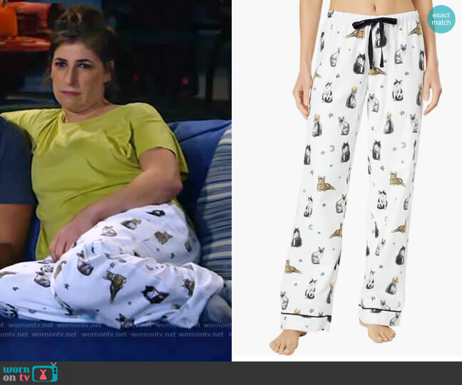 PJ Salvage Flannel Pants in Majestic Cats worn by Kat Silver (Mayim Bialik) on Call Me Kat