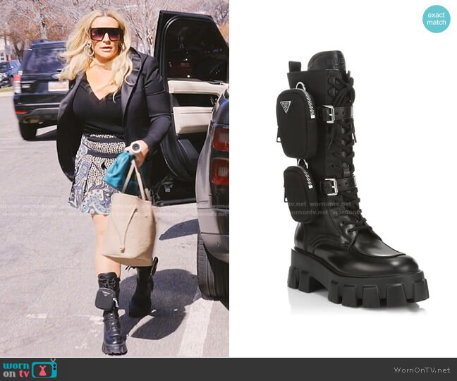 Prada Removable Pouch Combat Boot worn by Heather Gay on The Real Housewives of Salt Lake City