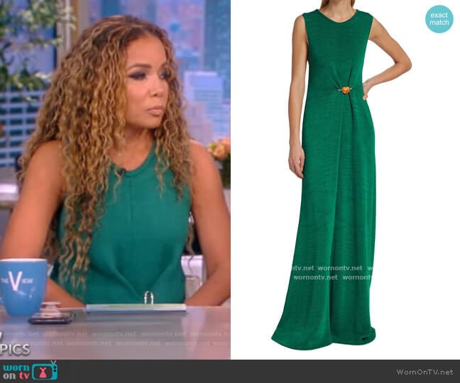 Proenza Schouler Beaded Pin-Embellished Maxi Dress worn by Sunny Hostin on The View