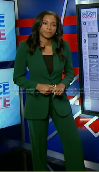 Rachel’s green blazer and pants on Good Morning America
