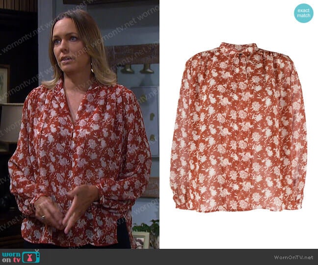 Rag & Bone Carly Floral Tie Blouse worn by Nicole Walker (Arianne Zucker) on Days of our Lives