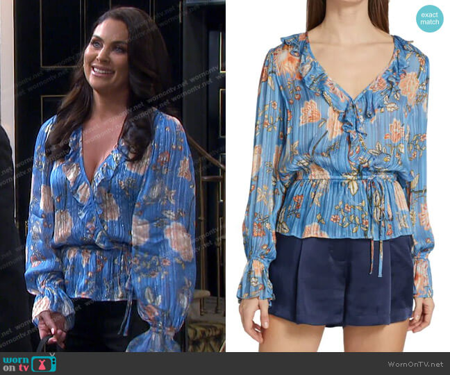 Ramy Brook Veronica Wrap Front Blouse worn by Chloe Lane (Nadia Bjorlin) on Days of our Lives