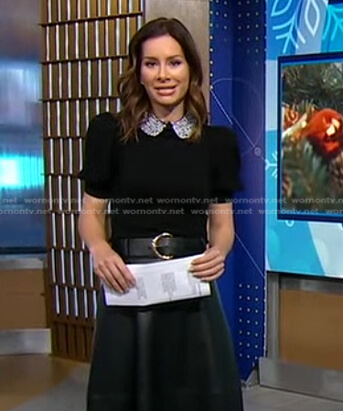 Rebecca’s black embellished collar top on Good Morning America