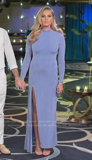 Rebecca's blue long sleeved gown on The Real Love Boat