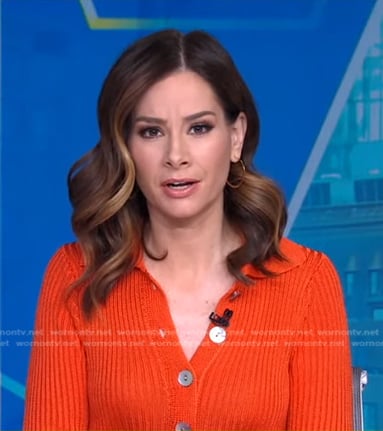 Rebecca’s orange ribbed cardigan on Good Morning America