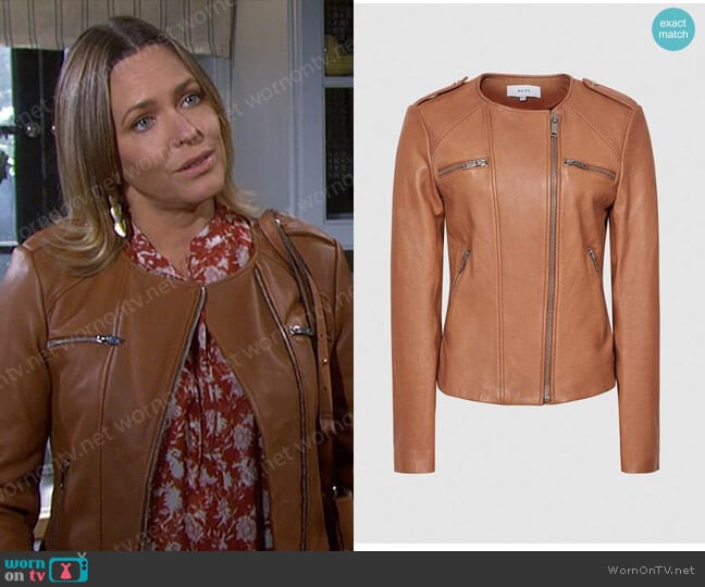 Reiss Ossie Biker Jacket worn by Nicole Walker (Arianne Zucker) on Days of our Lives