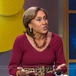 Robin’s burgundy ribbed v-neck dress on Good Morning America