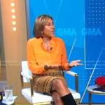 Robin’s orange blouse and brown striped skirt on Good Morning America