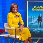 Robin’s yellow ribbed cutout dress on Good Morning America