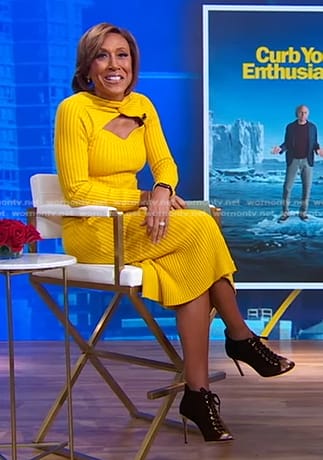 Robin's yellow ribbed cutout dress on Good Morning America