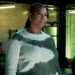 Robyn’s olive and white tie dye sweater on The Equalizer