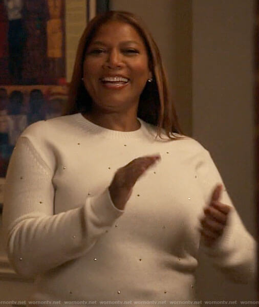 Robyn's embellished sweater on The Equalizer | Queen Latifah | and Wardrobe TV