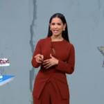 Rocsi Diaz’s red cutout top and pants on Good Morning America