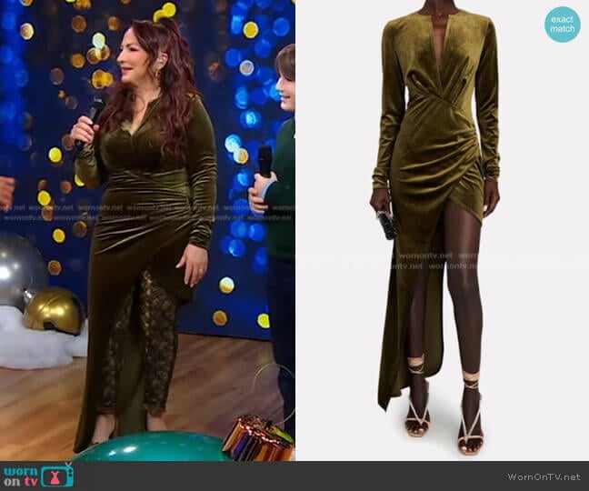 Ronny Kobo Valkyrie Dress in Juniper worn by Gloria Estefan on Good Morning America