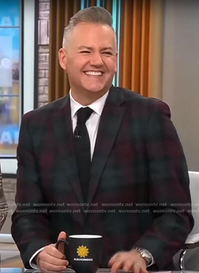 Ross Mathews's plaid blazer on CBS Mornings