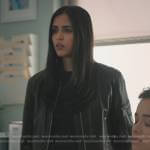 Saanvi’s black leather bomber jacket on Manifest