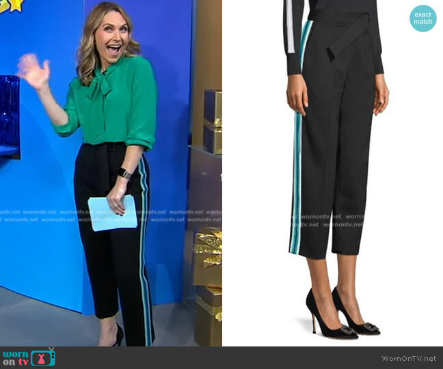 Sandro Cosmos Belted Cropped Trousers worn by Lori Bergamotto on Good Morning America