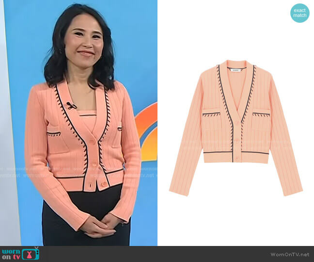 Sandro Embroidered Cardigan worn by Vicky Nguyen on Today