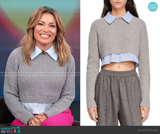 WornOnTV: Kit’s grey ribbed mixed media sweater on Access Daily | Kit ...