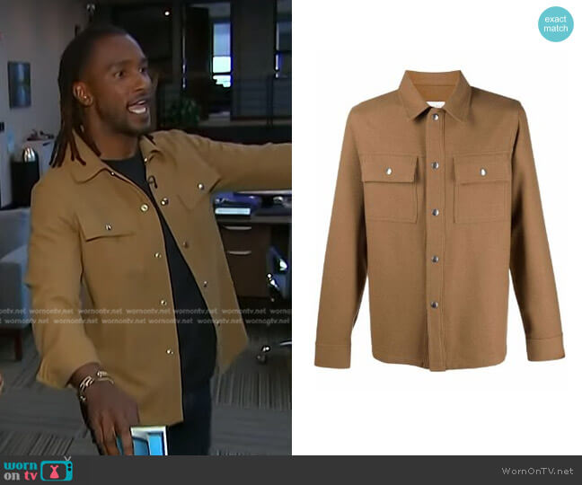 Sandro Single-Breasted Shirt Jacket worn by Scott Evans on Access Hollywood