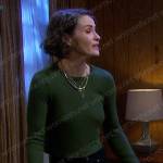 Sarah’s green ribbed cropped top on Days of our Lives