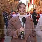 Sarah Hyland’s pink plaid peacoat on Today