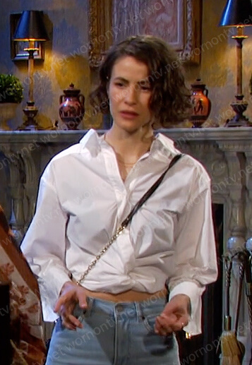 Sarah's white cropped shirt on Days of our Lives