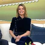 Savannah’s navy buttoned velvet dress on Today