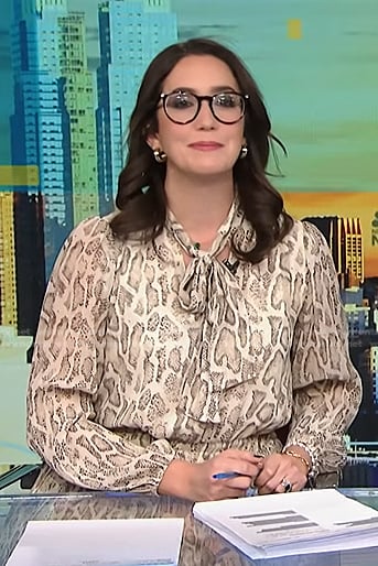 Savannah’s snake print tie neck dress on NBC News