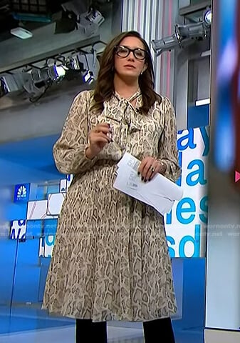 Savannah’s snake print tie neck dress on NBC News