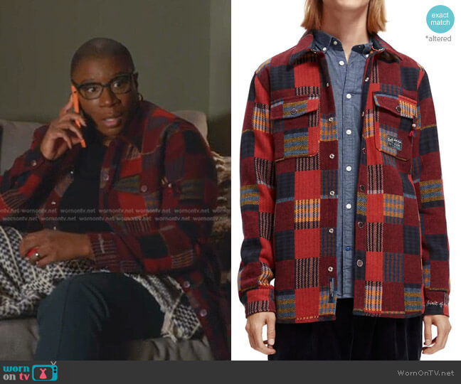 Scotch & Soda Jacquard Patchwork Snap-Up Shirt Jacket worn by Henrietta Wilson (Aisha Hinds) on 9-1-1