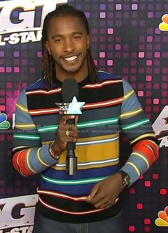Scott's multicolor stripe top on Access Hollywood