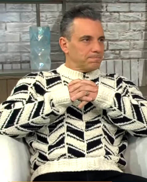 Sebastian Maniscalco’s herringbone sweater on CBS Mornings