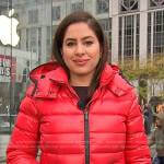 Seema Mody’s red padded jacket on NBC News Daily