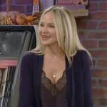 Sharon’s embellished lace-trim top on The Young and the Restless