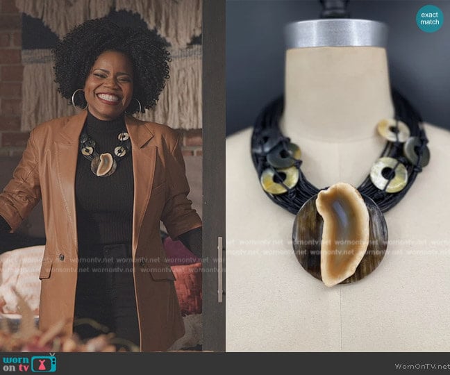 Sheila Gray Collection Mahogany Marble Gem worn by Amara Patterson (Kelly Jenrette) on All American Homecoming