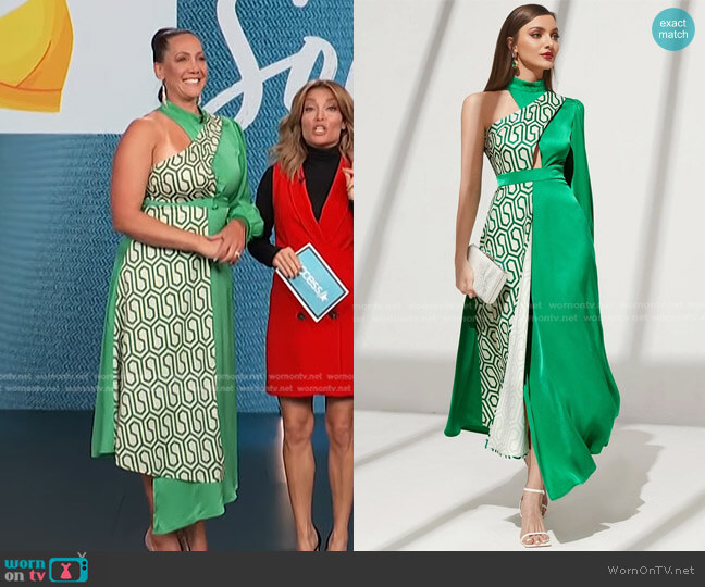 Shein Geo Print One Shoulder Asymmetrical Dress worn by Jené Luciani  on Access Hollywood