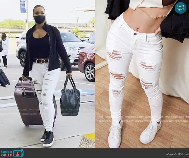 Shein Slant Pocket Ripped Skinny Jeans worn by Gizelle Bryant on The Real Housewives of Potomac