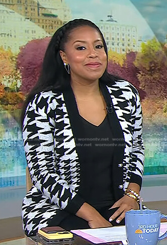 Sheinelle’s houndstooth cardigan and earrings on Today