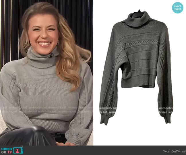 Akira Gray Turtleneck Sweater worn by Jodie Sweetin on E! News