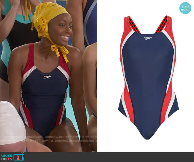 Speedo Quantum Fusion Splice Swimsuit worn by Whitney Chase (Alyah Chanelle Scott) on The Sex Lives of College Girls