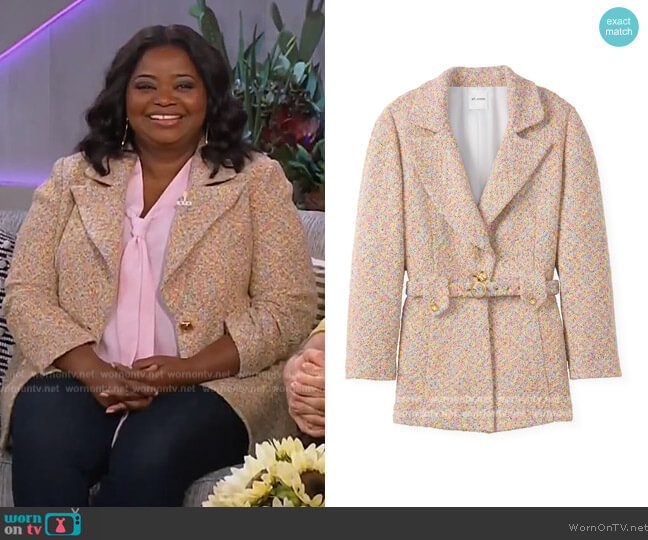 St John  Multi Boucle Sparkle Tweed Jacket worn by Octavia Spencer on The Kelly Clarkson Show