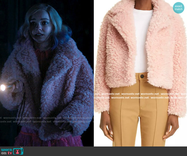 Stand Studio Janet Crop Faux-Shearling Jacket worn by Enid Sinclair (Emma Myers) on Wednesday