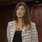 Steffy’s cropped check jacket on The Bold and the Beautiful